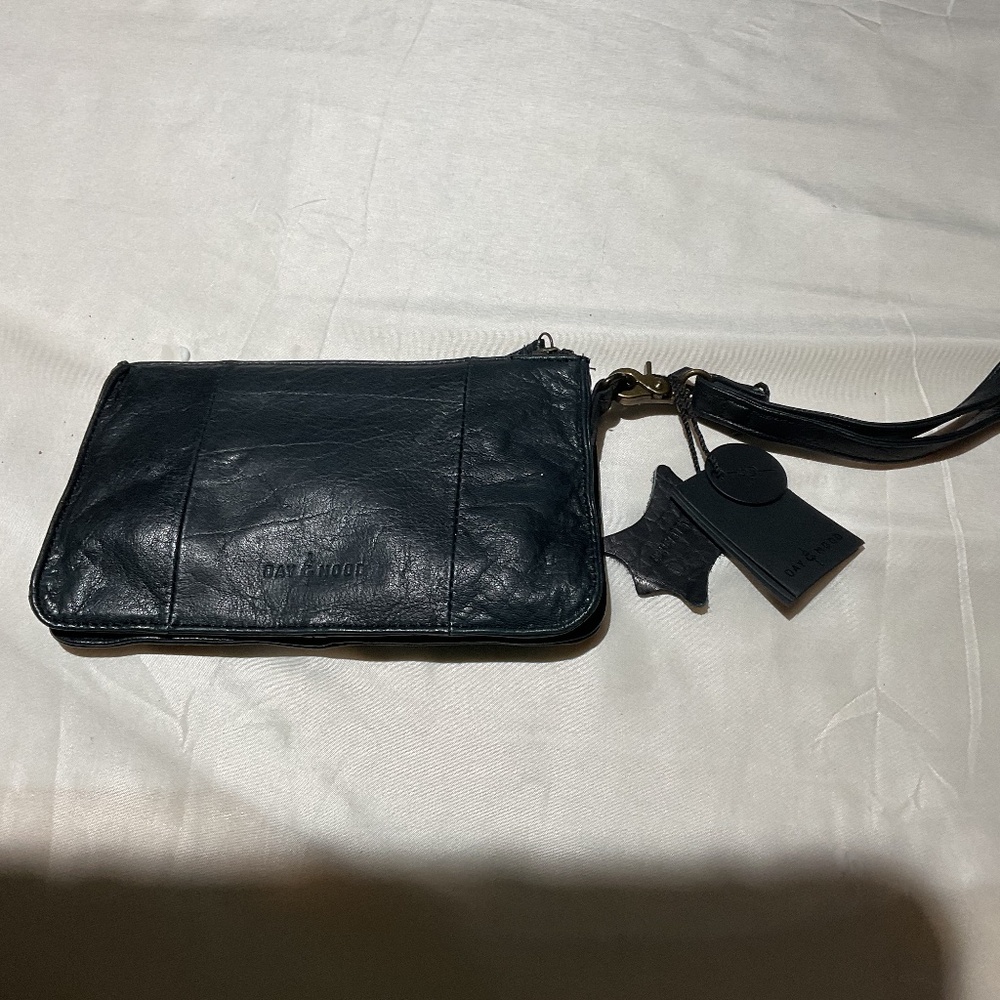 Day & Mood Black Leather Wristlet Clutch